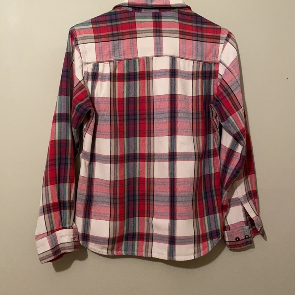 Eddie Bauer, red plaid flannel shirt size small - Picture 6 of 6
